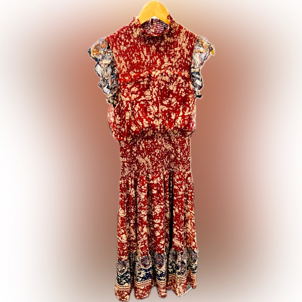 NWOT Aqua Bloomingdale’s mid-length ruffle dress. Size S.